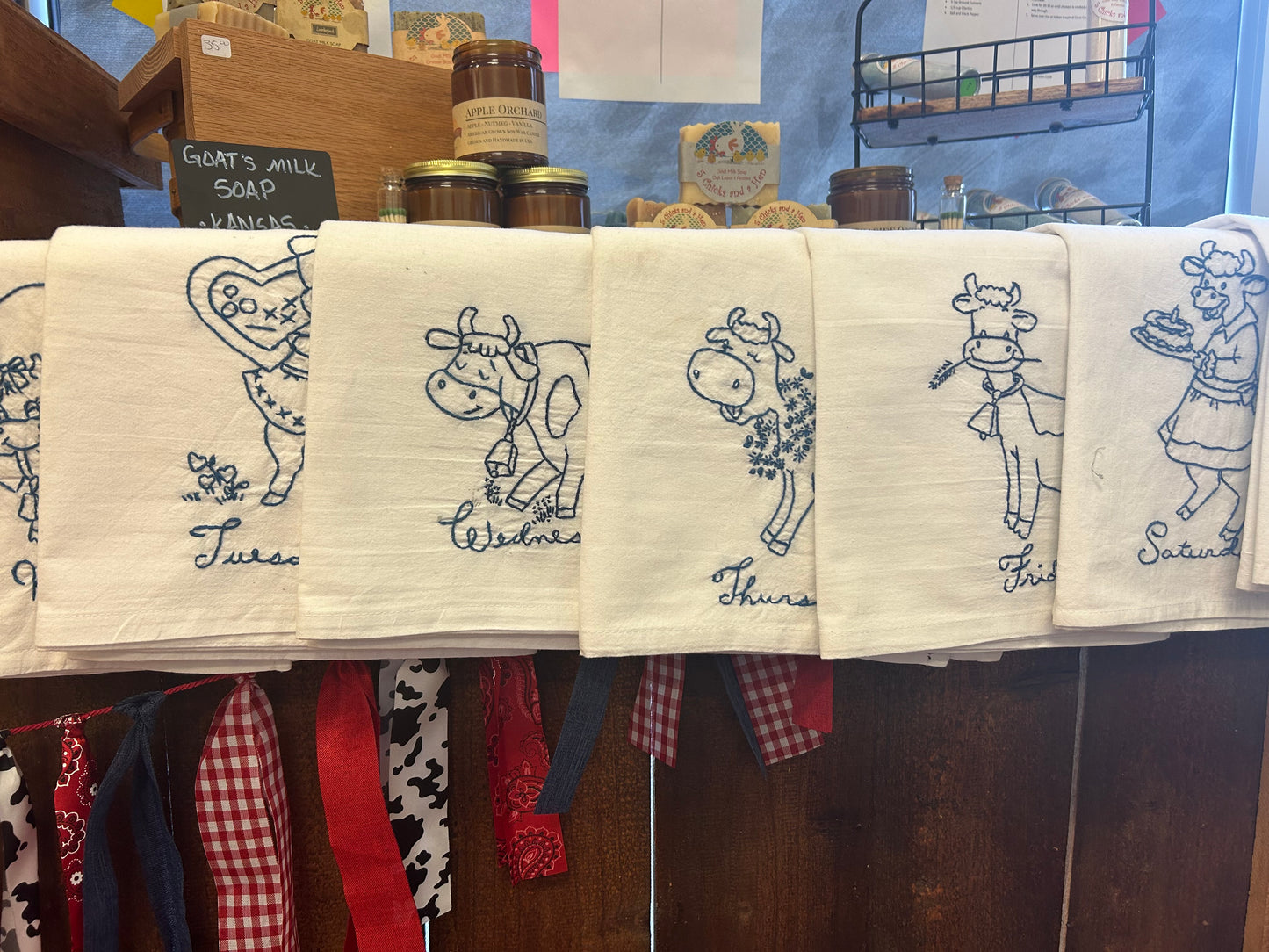 Cross Stitched Tea Towels